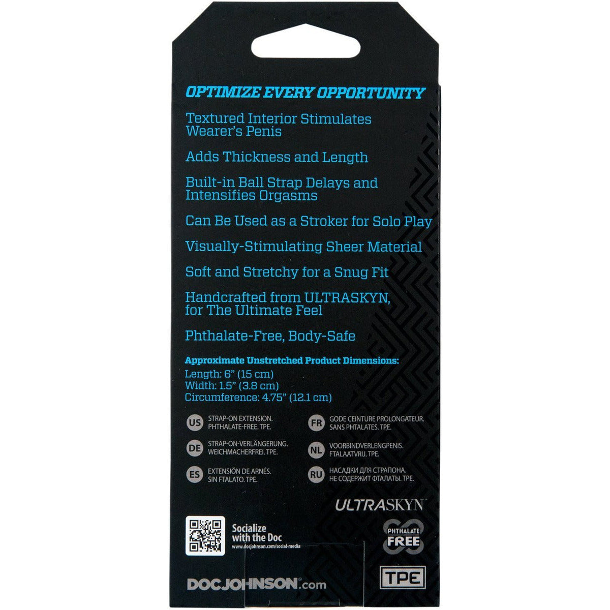Doc Johnson OptiMALE - Penis Extension with Ball Strap - Thin