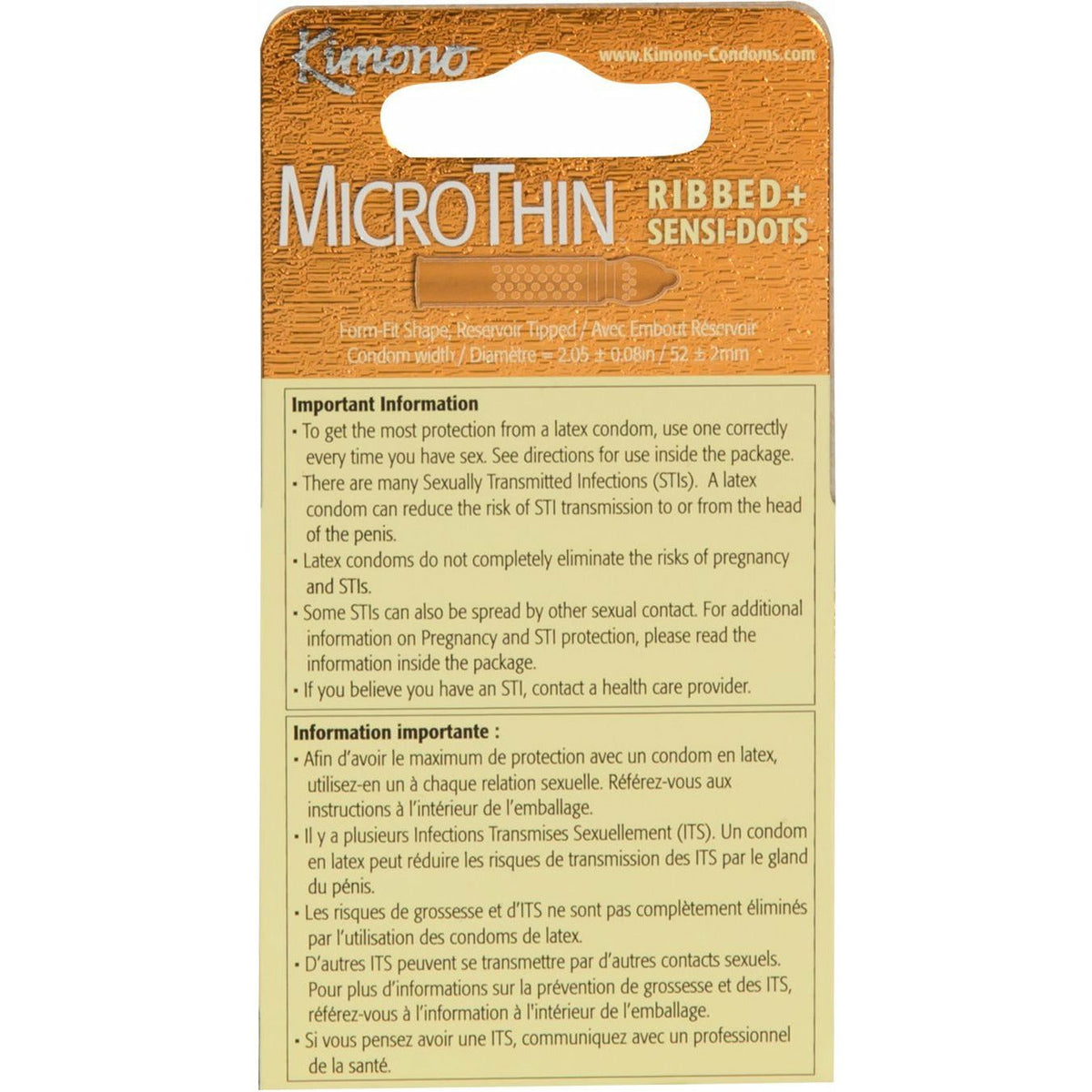 Kimono® Micro Thin Ribbed + Sensi-Dots Lubricated Latex Condom - 3 Pack
