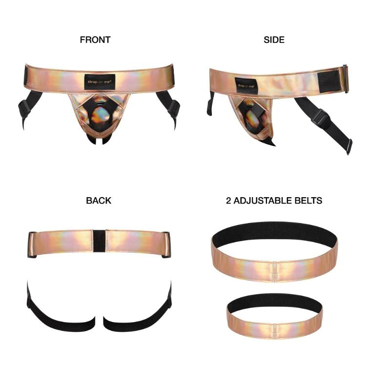 Strap On Me StrapOnMe Leatherette Harness Curious - Rose Gold Holographic