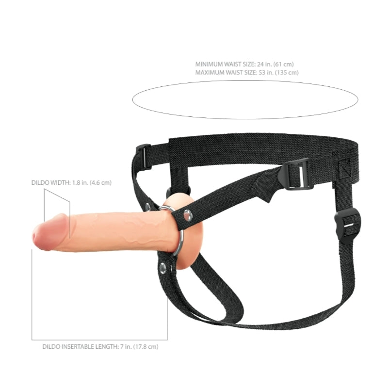 Pipedream Fantasy X-Tensions Elite 7" Silicone Hollow Strap-On Dual Density - Light