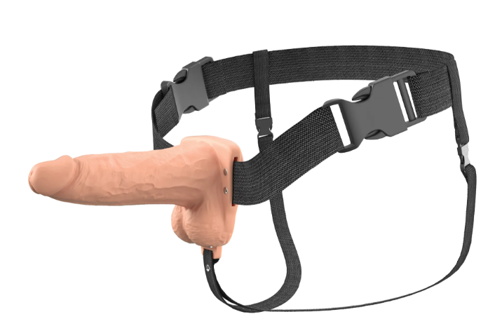 Pipedream Fantasy X-Tensions Elite 6" Vibrating Hollow Silicone Strap-On - Light