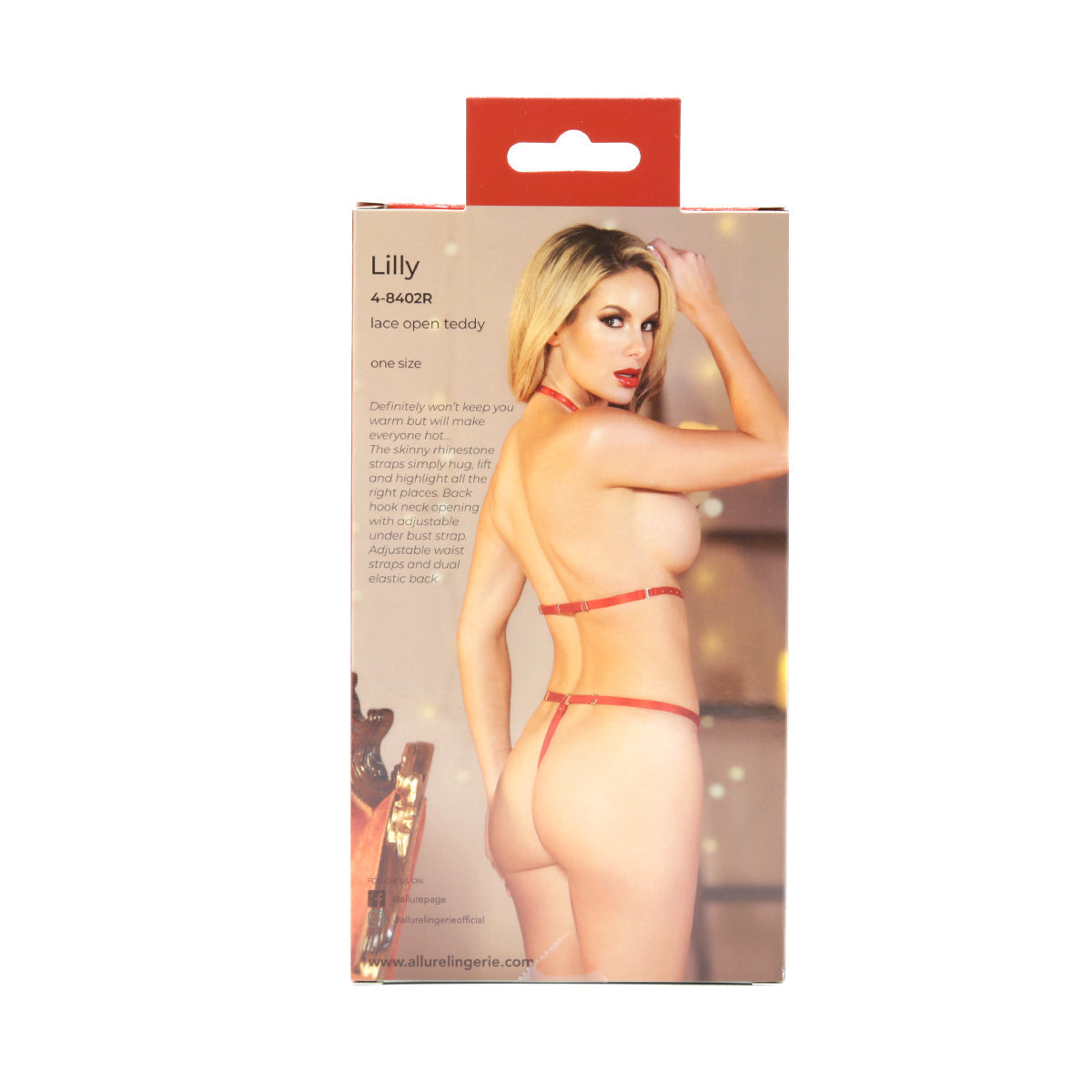 Allure Lilly Lace Open Teddy - Red