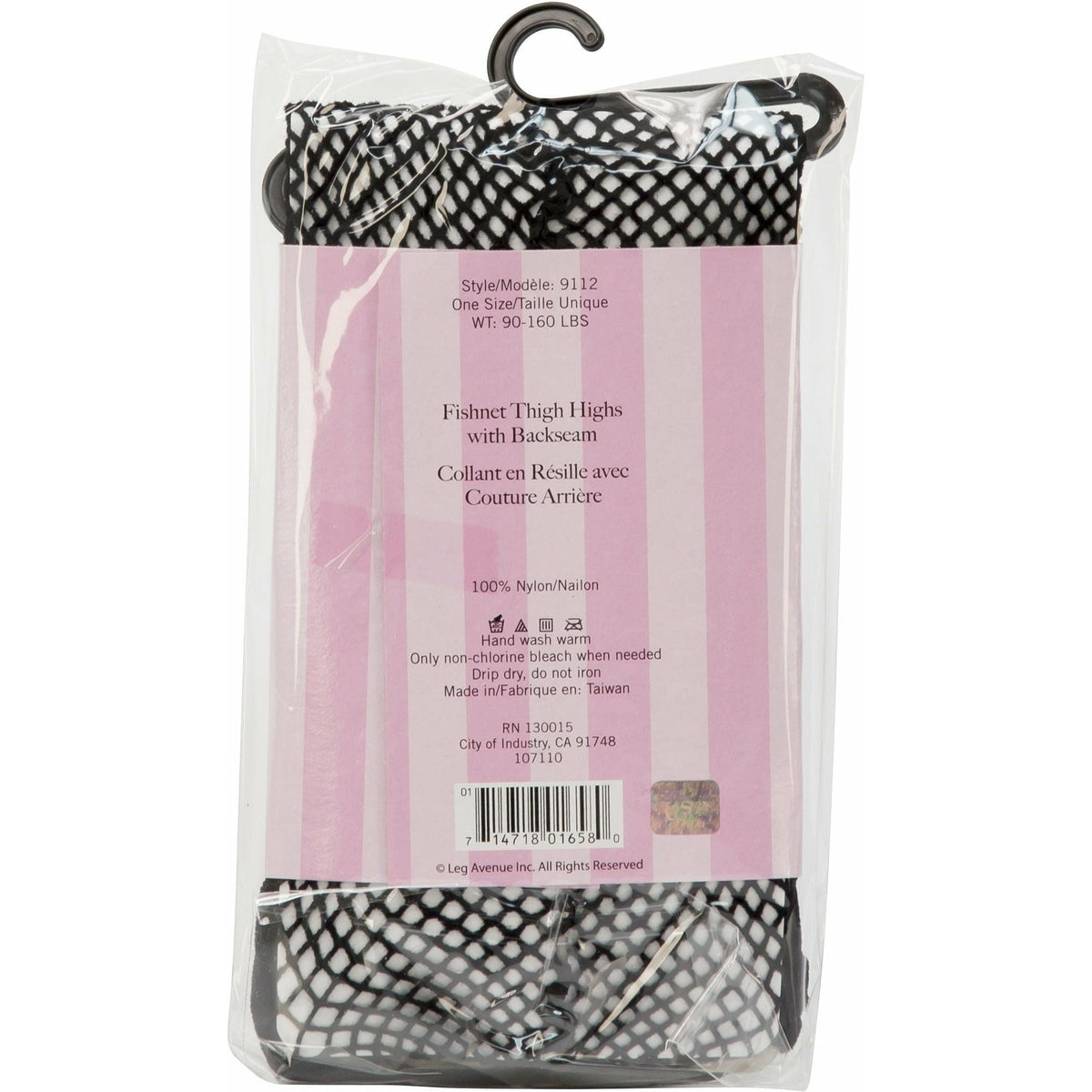 Leg Avenue Fishnet Thigh Highs with Backseam - Black - One Size