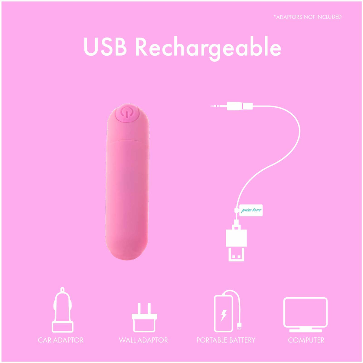 PL Pure Love® - Rechargeable Power Bullet With Silicone Case - Pink