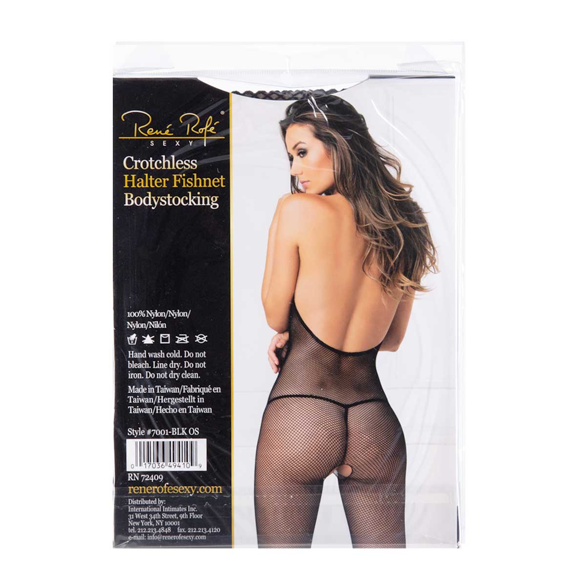 Rene Rofe René Rofé - Crotchless Halter Fishnet Bodystocking - Black