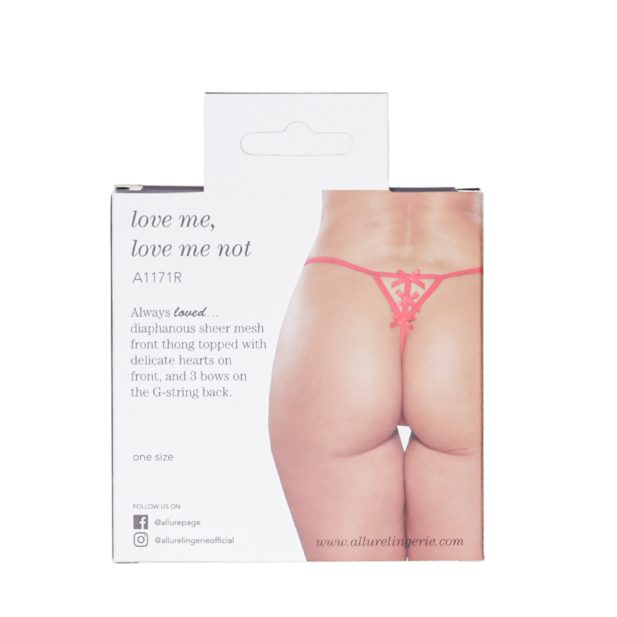 Allure Love Me Love Me Not Thong - Red - One Size Fits Most