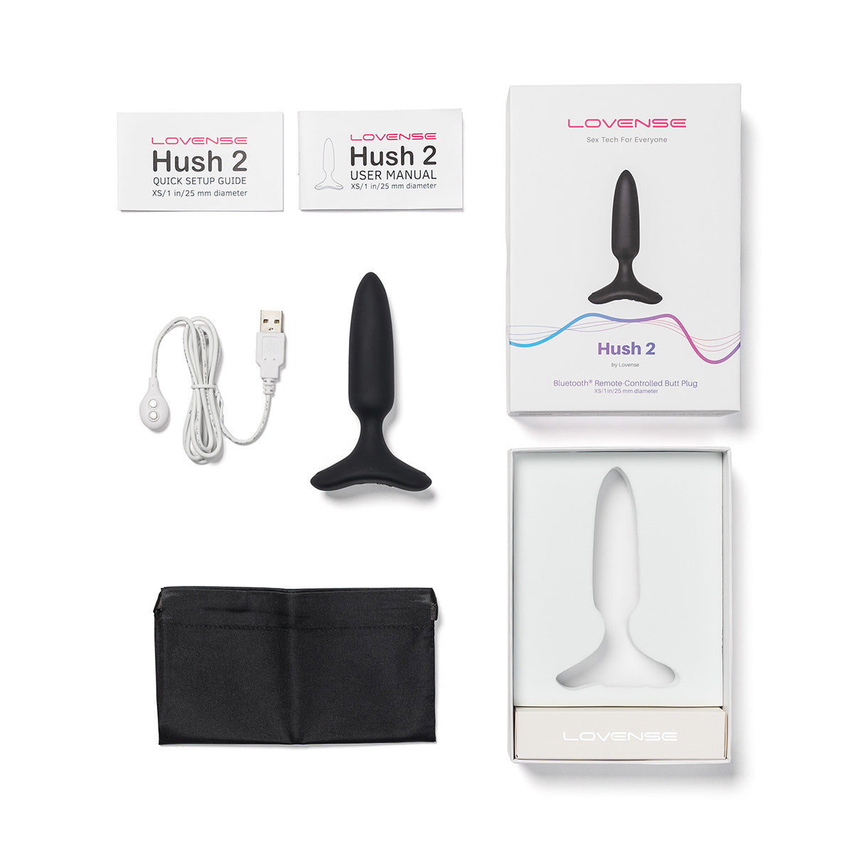 LOVENSE - Hush 2 Vibrating Remote-Controlled Plug - 1" - Black