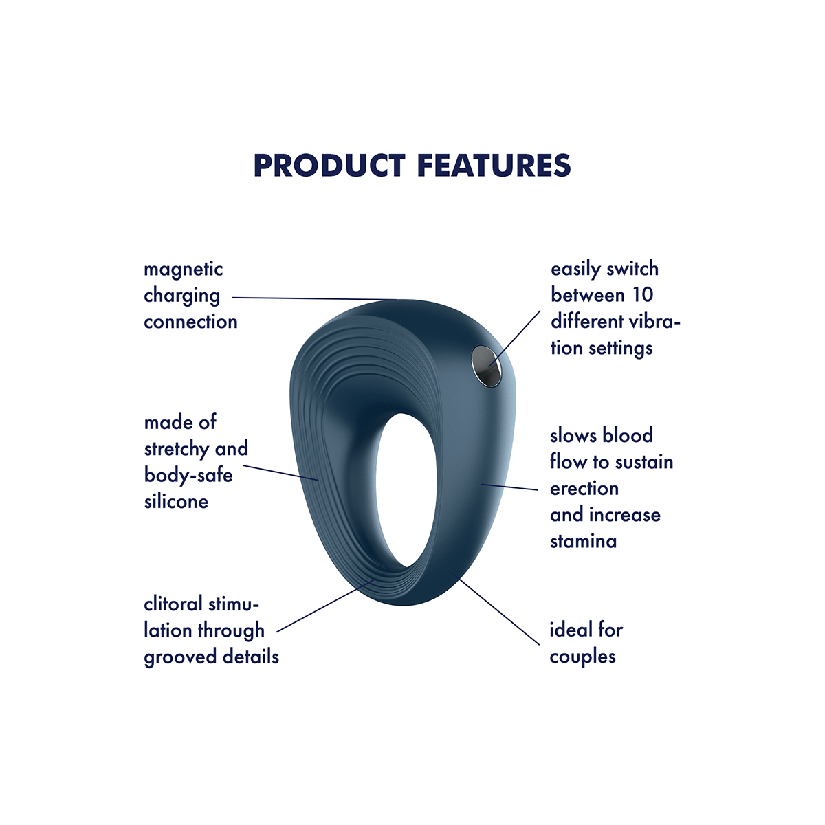 Satisfyer Power Ring - Vibrating Cock Ring - Blue