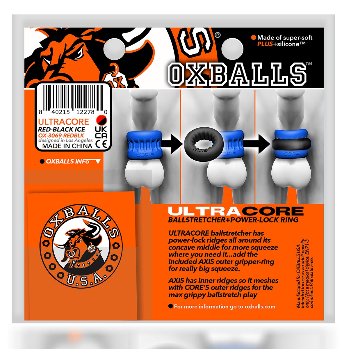 Oxballs - Ultracore Ballstretcher + Power Lock Ring - Black/Blue