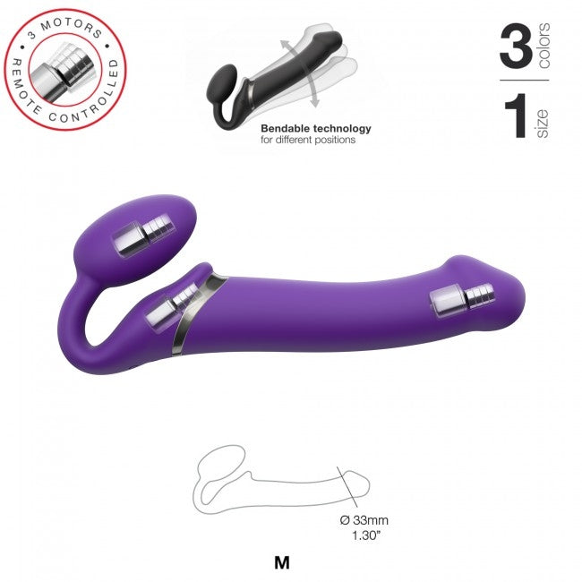 StrapOnMe Vibrating Bendable Strap-On Purple M
