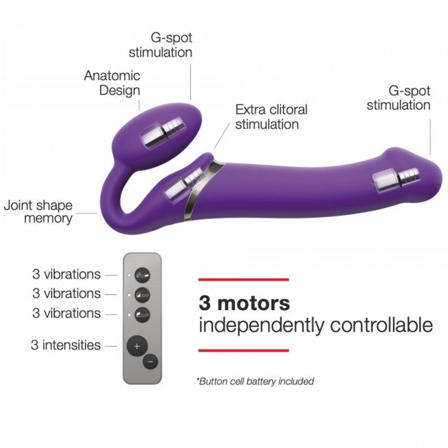 StrapOnMe Vibrating Bendable Strap-On Purple M