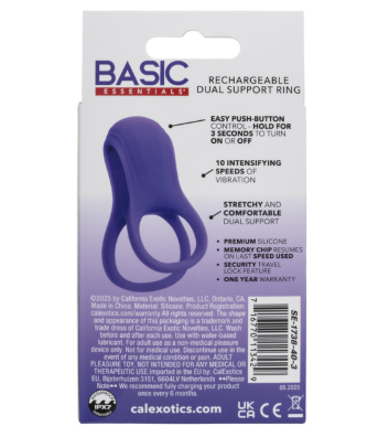 California Exotic Basic Essentials Rechargeable Dual Support Ring