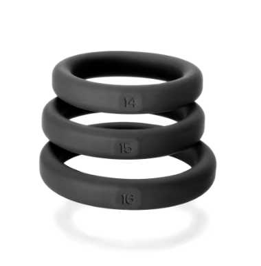 Perfect Fit PerfectFit - Xact-Fit Silicone Rings - #14, #15, #16 - Black