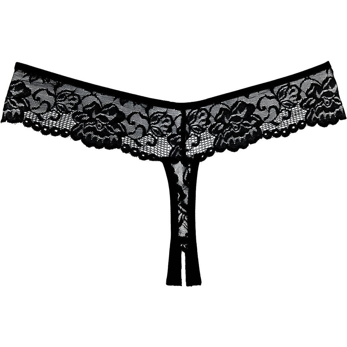 Adore By Allure - Lace Crotchless Thong/ Panty - Black