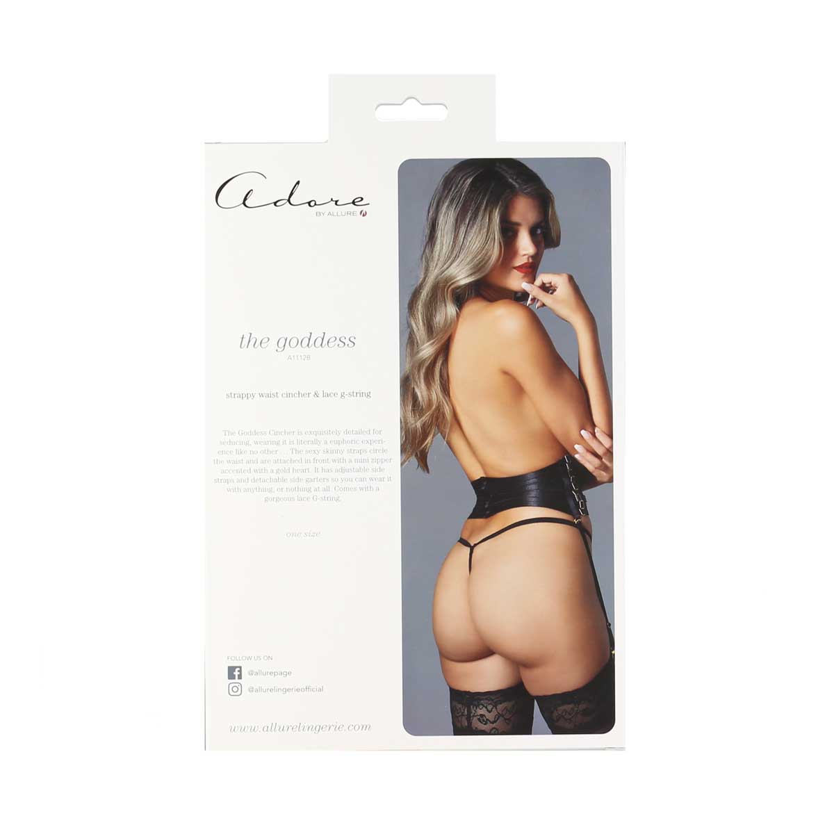 Adore By Allure - The Goddess Strappy Waist Cincher & G-String - Black - One Size