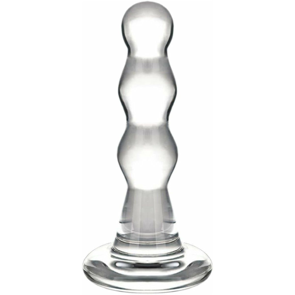 Glas Triple Play Beaded Butt Plug - Clear