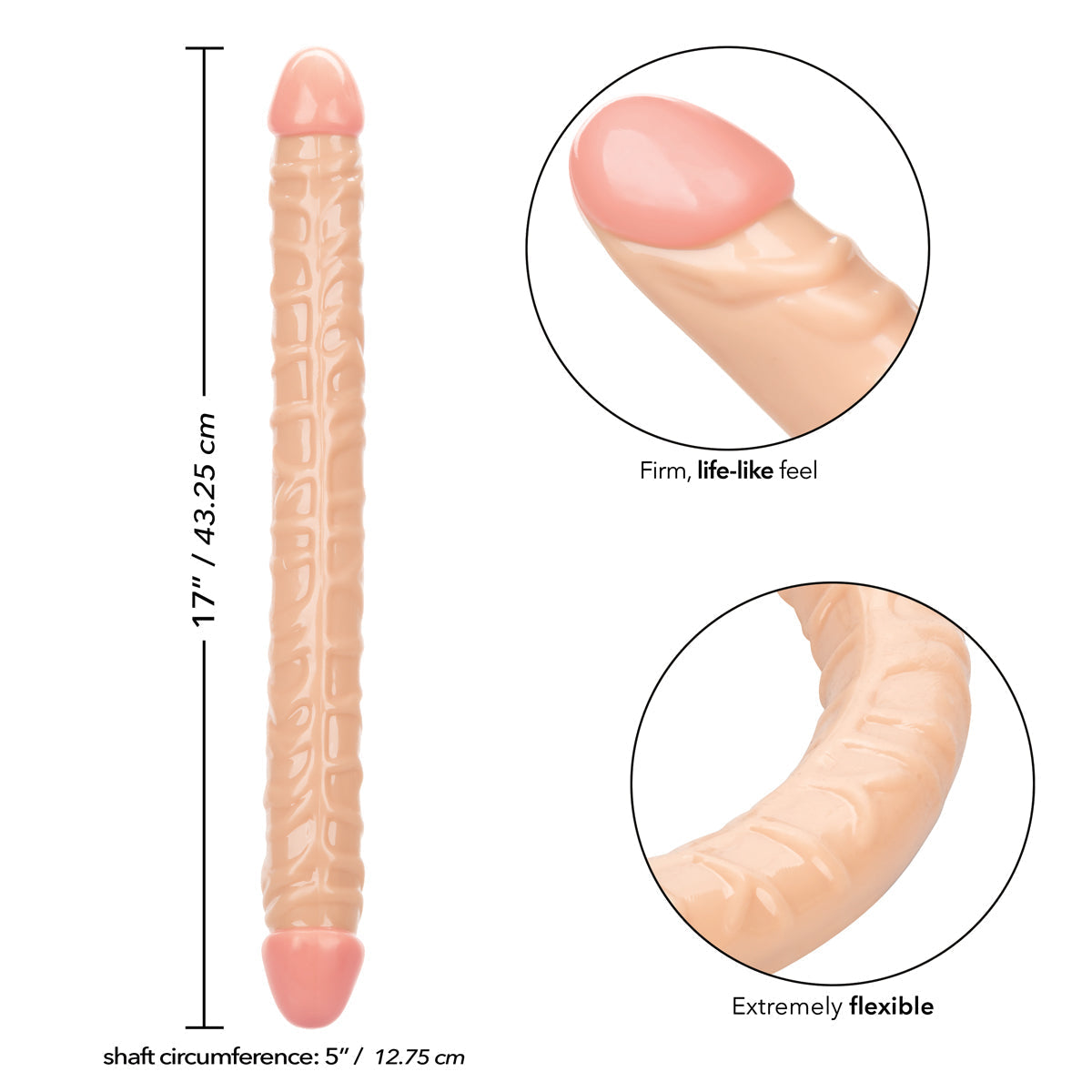 CalExotics® - Size Queen® - 17” Double-Ended Dildo - Ivory