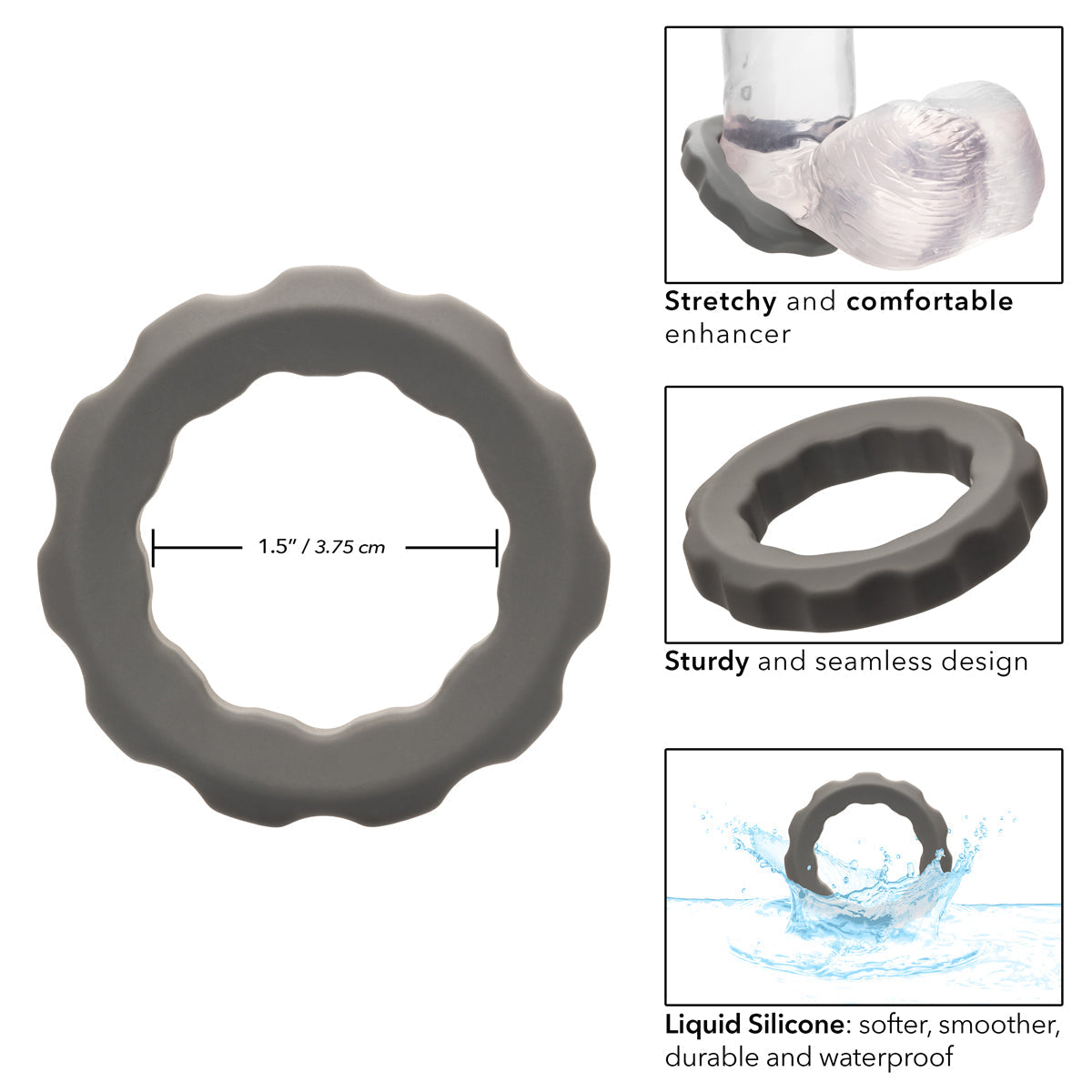 CalExotics® - Alpha Ring - Liquid Silicone Erect Ring - Grey