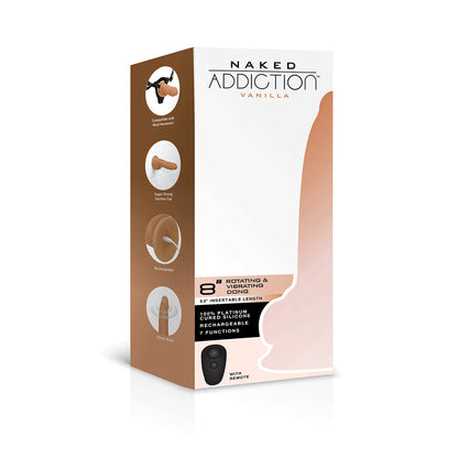 Naked Addiction 8" Rotating & Vibrating Dildo with Remote - Vanilla